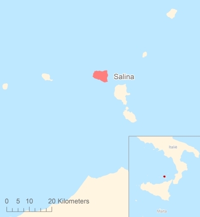 Ligging van het eiland Salina in Europa