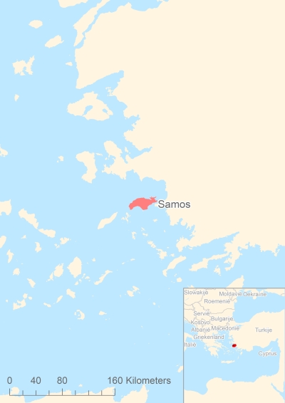 Ligging van het eiland Samos in Europa