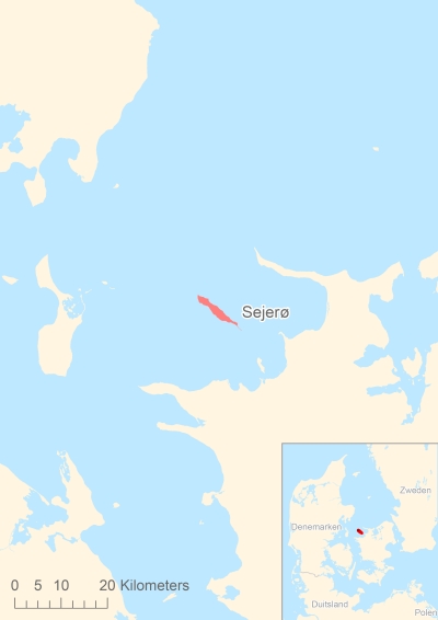 Ligging van het eiland Sejerø in Europa