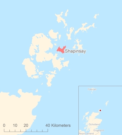 Ligging van het eiland Shapinsay in Europa