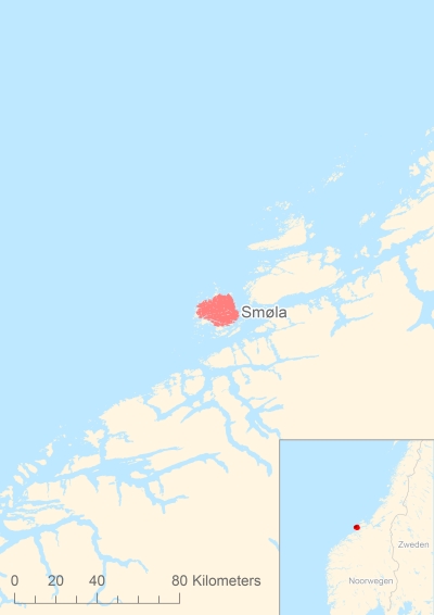 Ligging van het eiland Smøla in Europa
