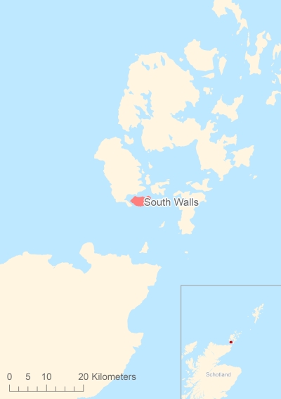 Ligging van het eiland South Walls in Europa