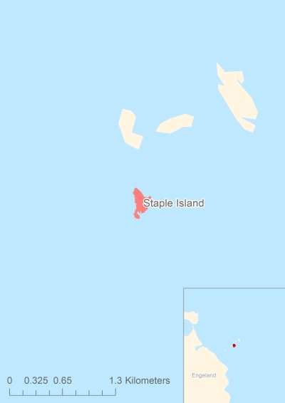 Ligging van het eiland Staple Island in Europa