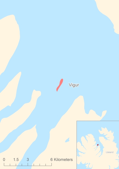 Ligging van het eiland Vigur in Europa