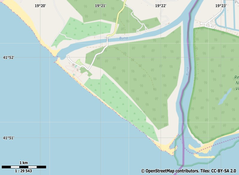 Ada Bojana plattegrond kaart