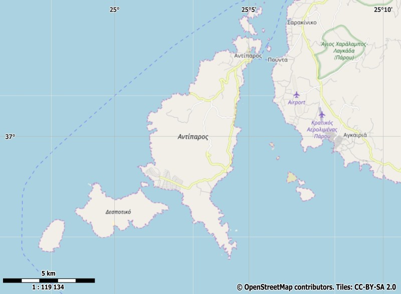 Antiparos plattegrond kaart