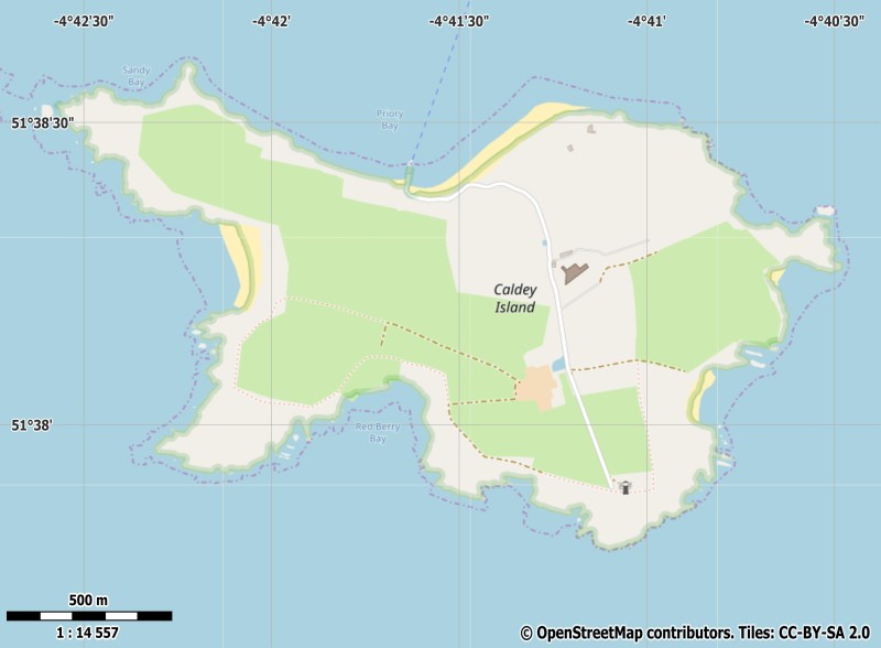 Caldey Island plattegrond kaart