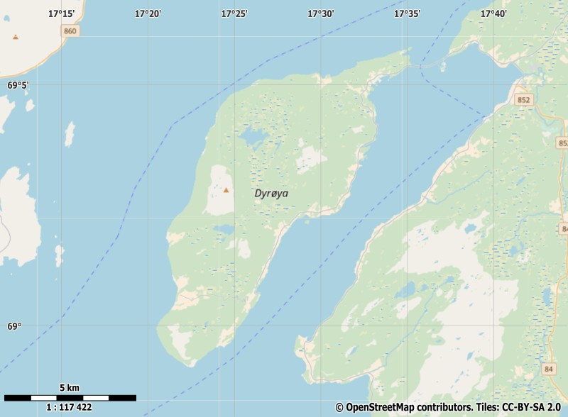 Dyrøya plattegrond kaart