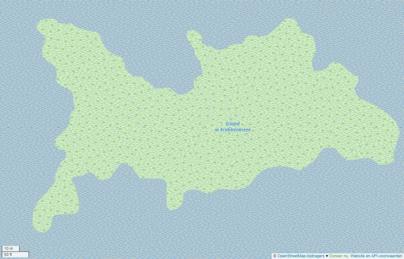 Eiland in Krabbenkreek plattegrond kaart
