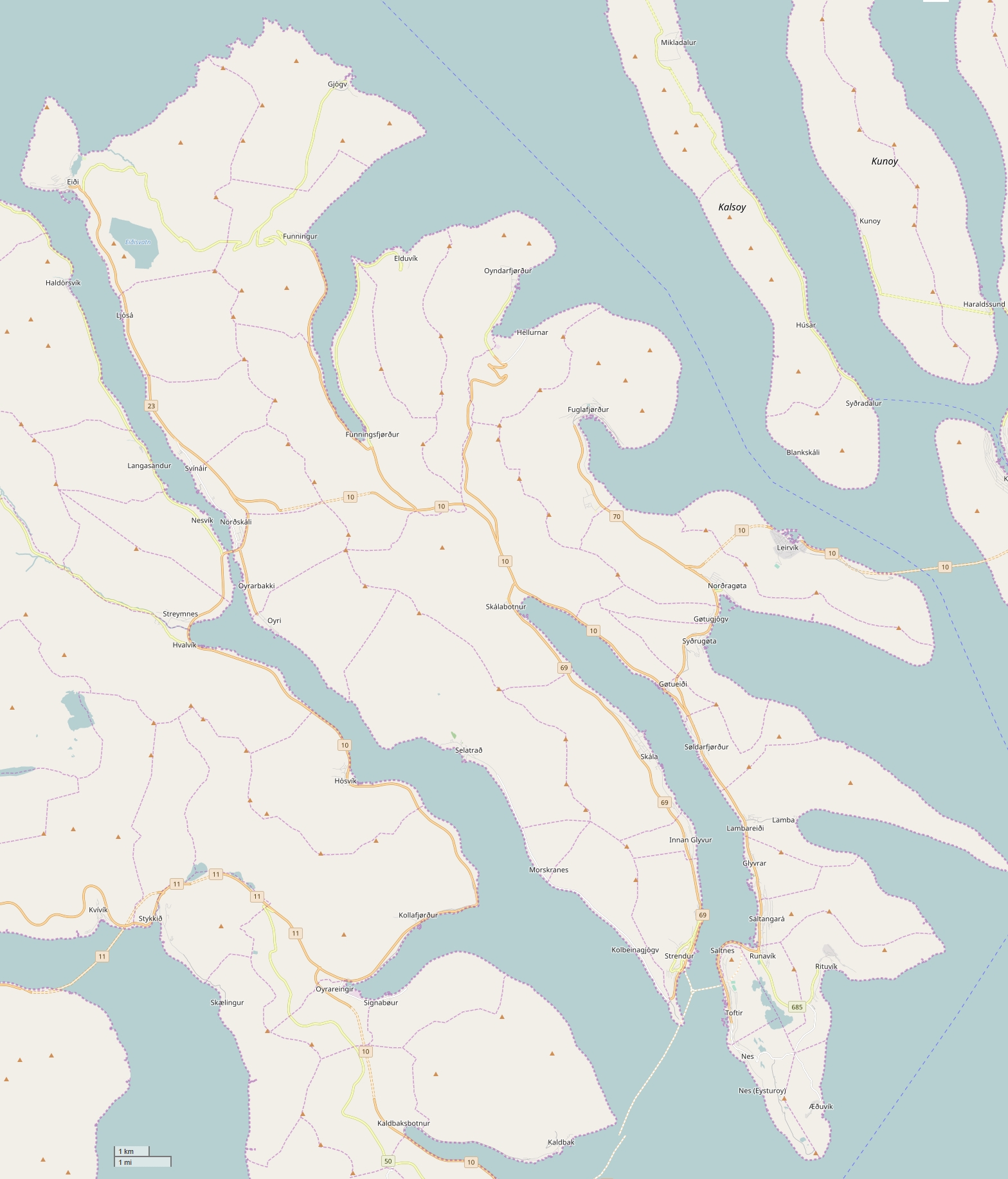 Eysturoy plattegrond kaart