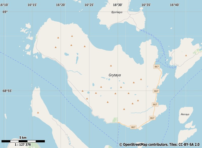 Grytøya plattegrond kaart