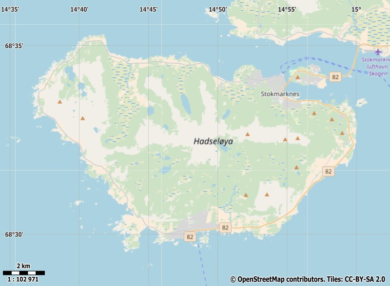 Hadseløya plattegrond kaart