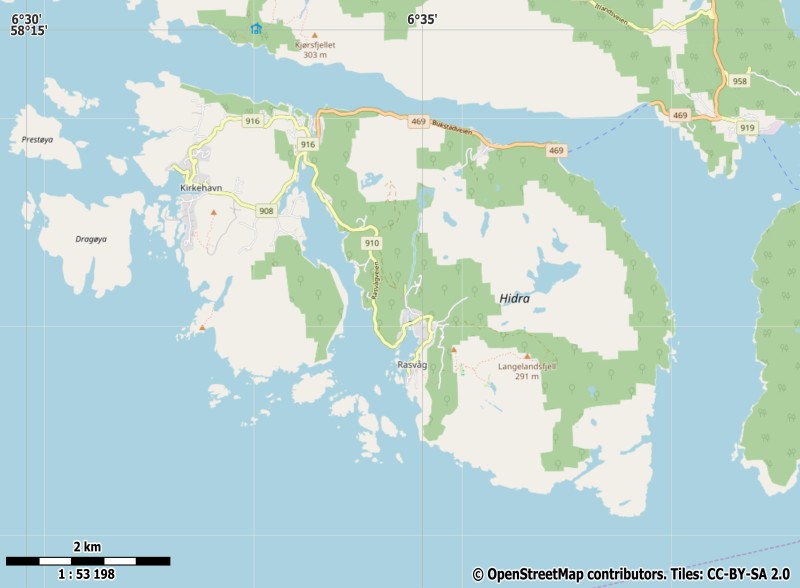 Hidra plattegrond kaart