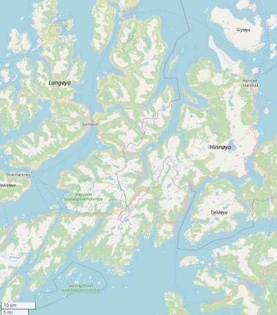 Hinnøya plattegrond kaart