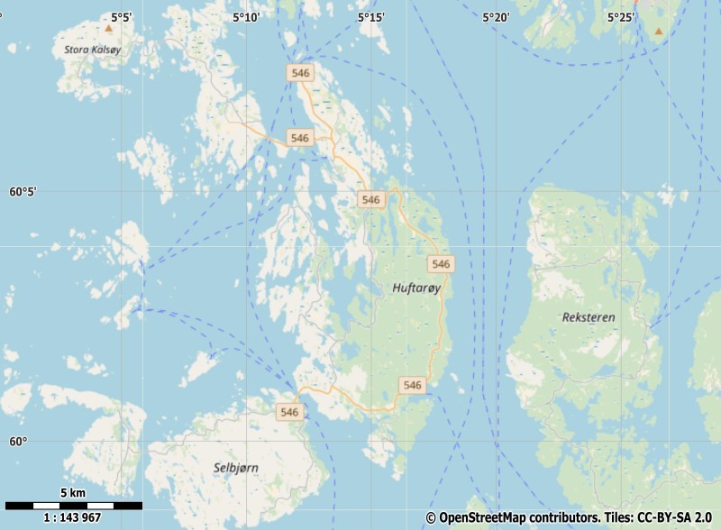 Huftarøy plattegrond kaart