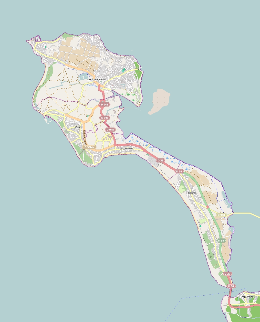 Île de Noirmoutier plattegrond kaart