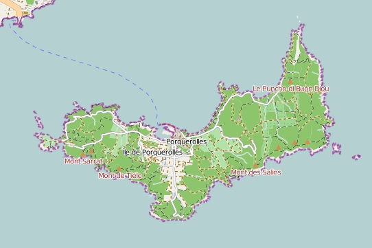 Île de Porquerolles plattegrond kaart
