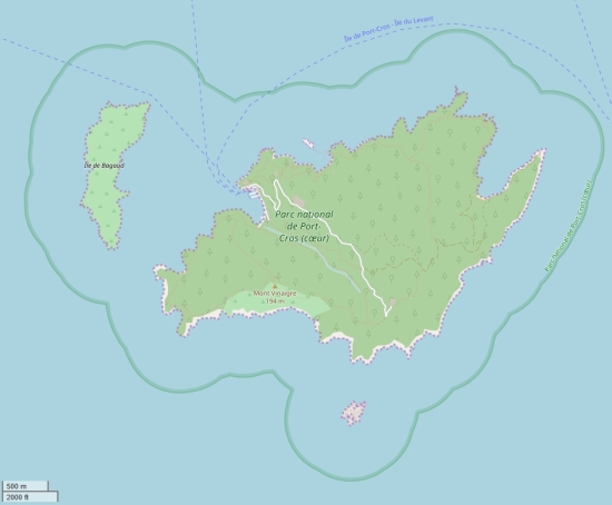 Île de Port Cros plattegrond kaart