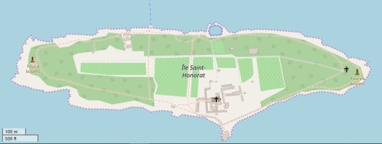 Île Saint-Honorat plattegrond kaart