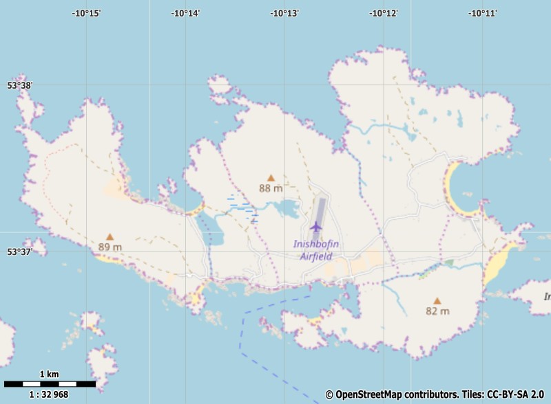Inishbofin plattegrond kaart
