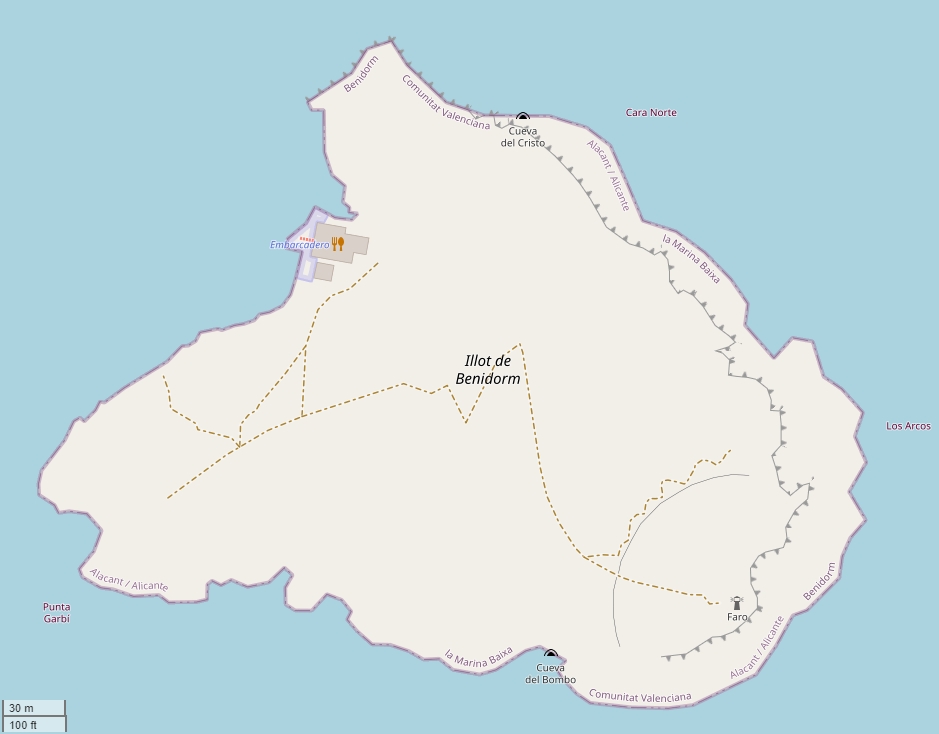 Benidorm Eiland plattegrond kaart