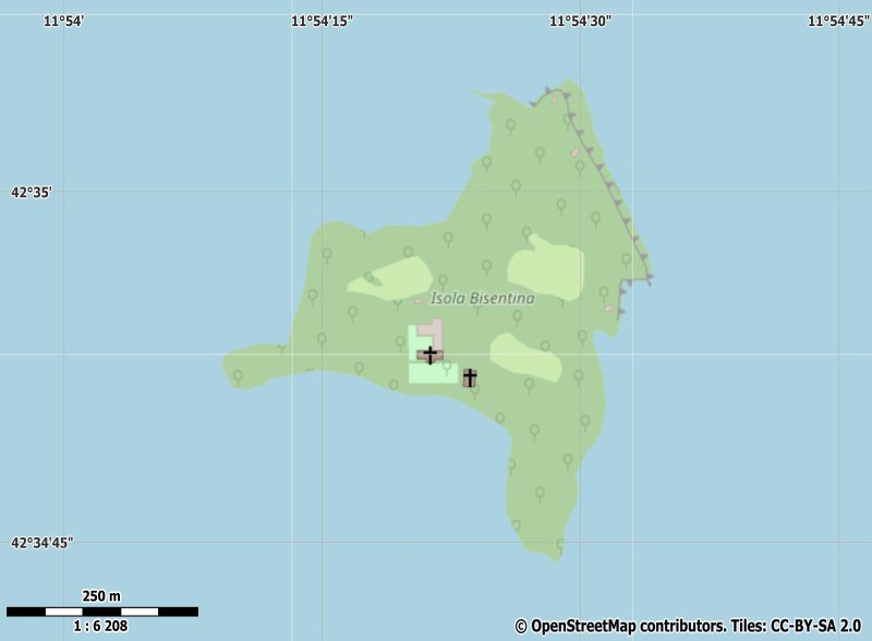 Isola Bisentina plattegrond kaart