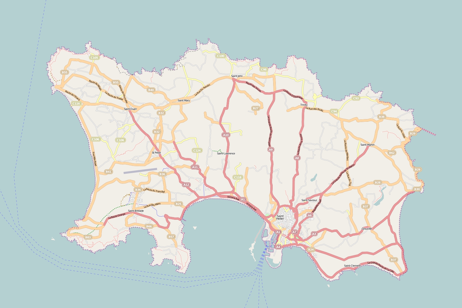 Jersey plattegrond kaart