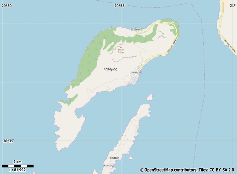 Kalamos plattegrond kaart