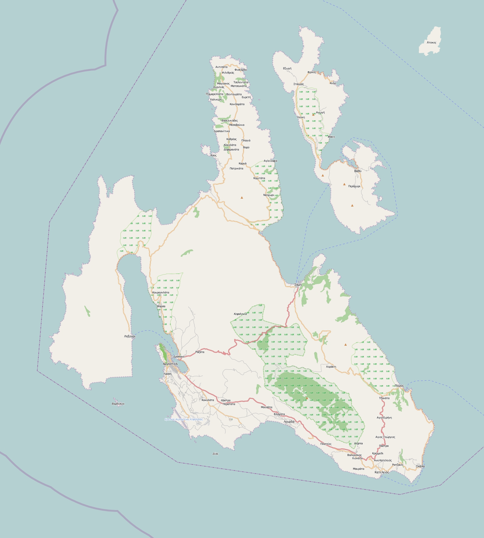 Kefalonia plattegrond kaart