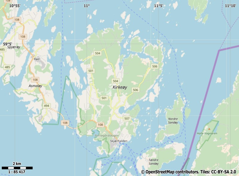 Kirkøy plattegrond kaart