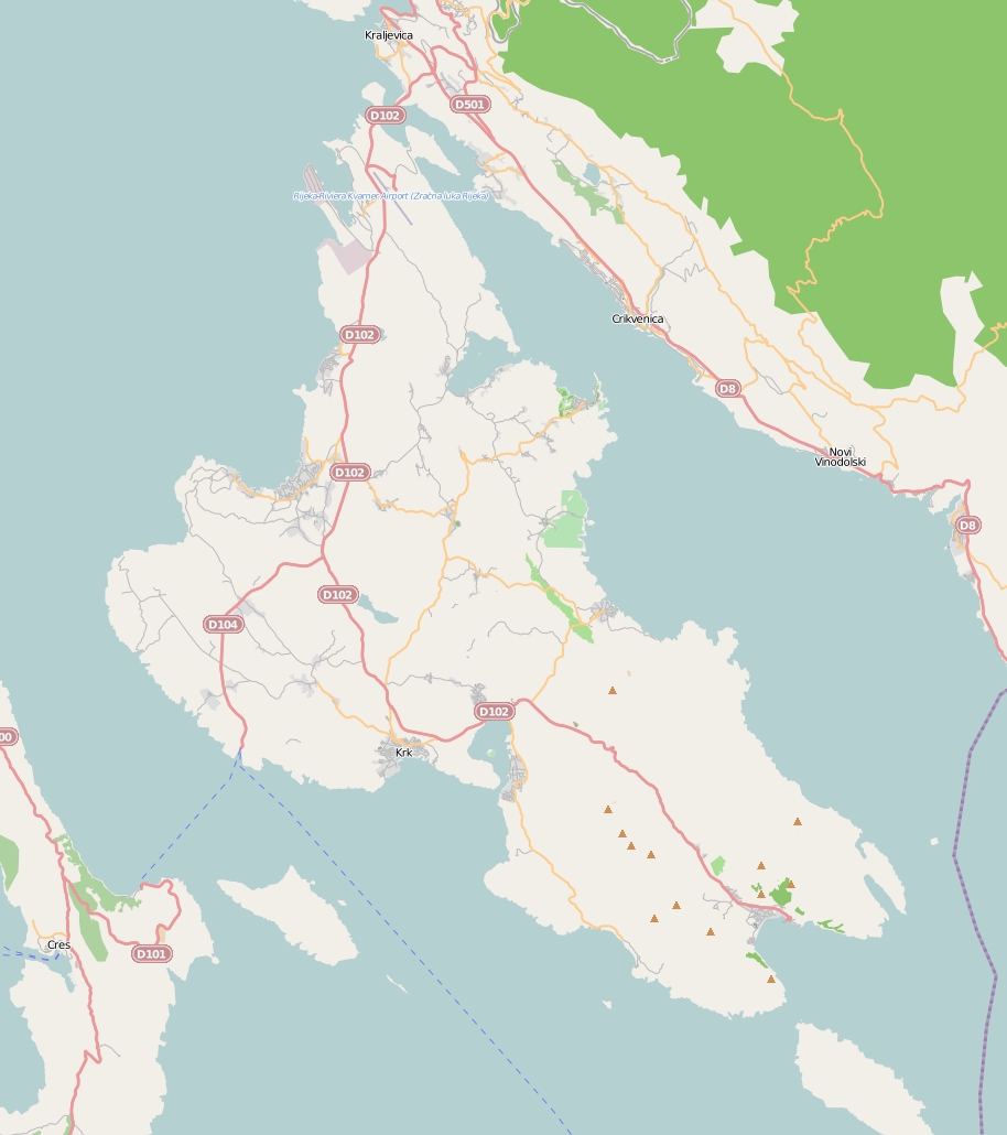 Krk plattegrond kaart