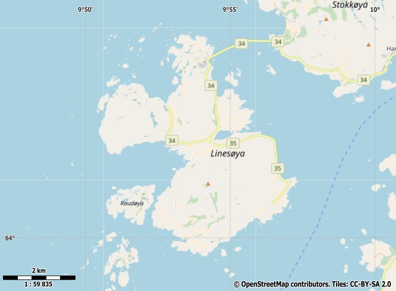 Linesøya plattegrond kaart