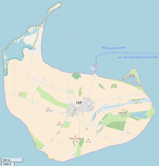 Lyø plattegrond kaart