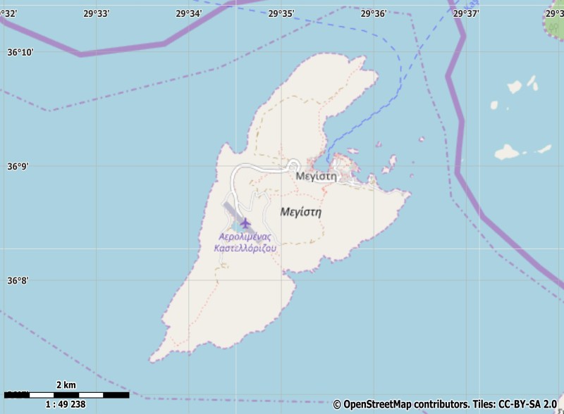 Megisti - Kastellorizo plattegrond kaart