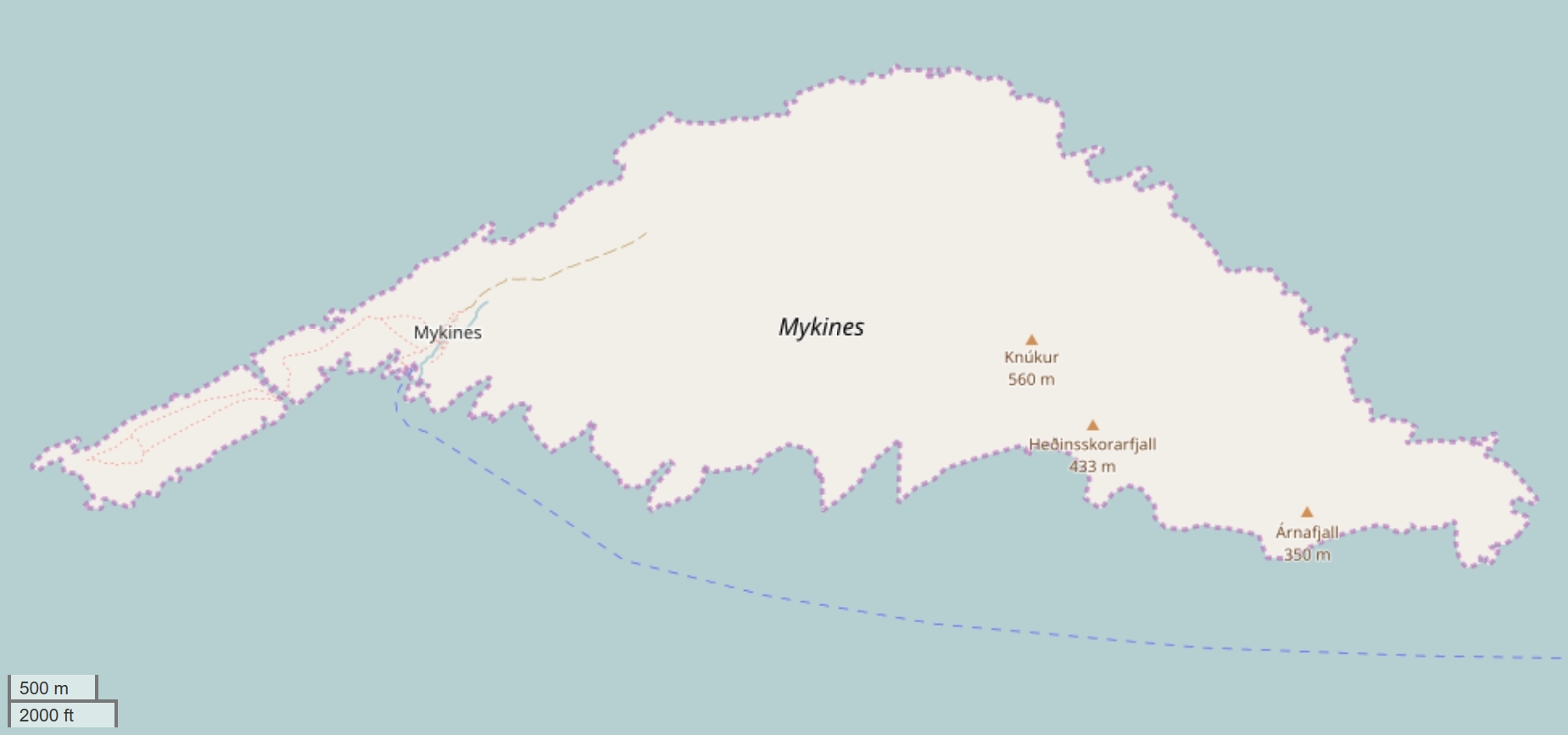 Mykines plattegrond kaart