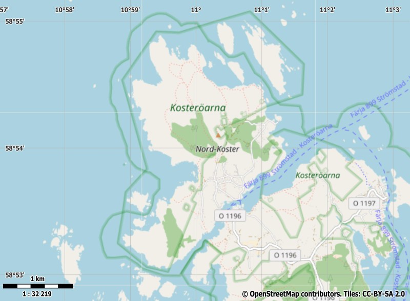 Nord-Koster plattegrond kaart