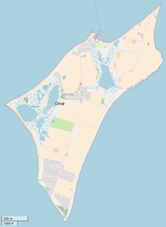 Omø plattegrond kaart