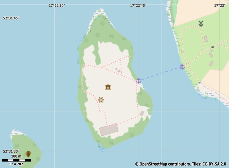 Ostrów Lednicki plattegrond kaart