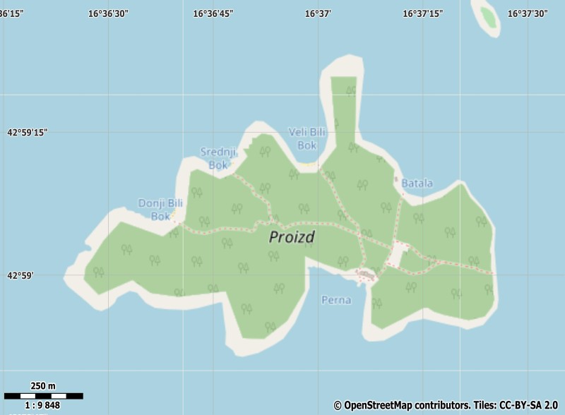 Proizd plattegrond kaart
