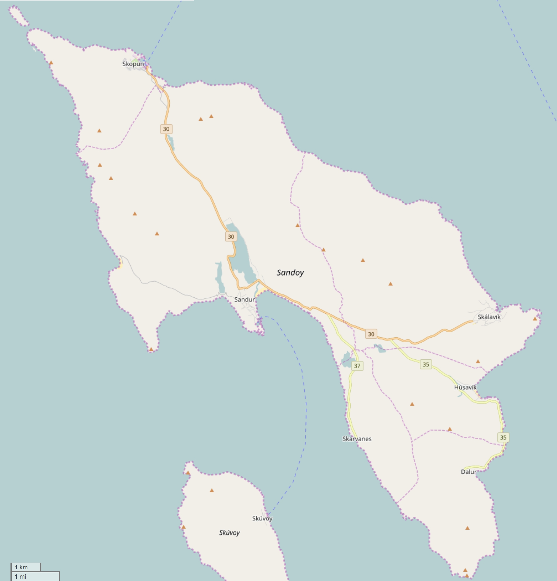 Sandoy plattegrond kaart