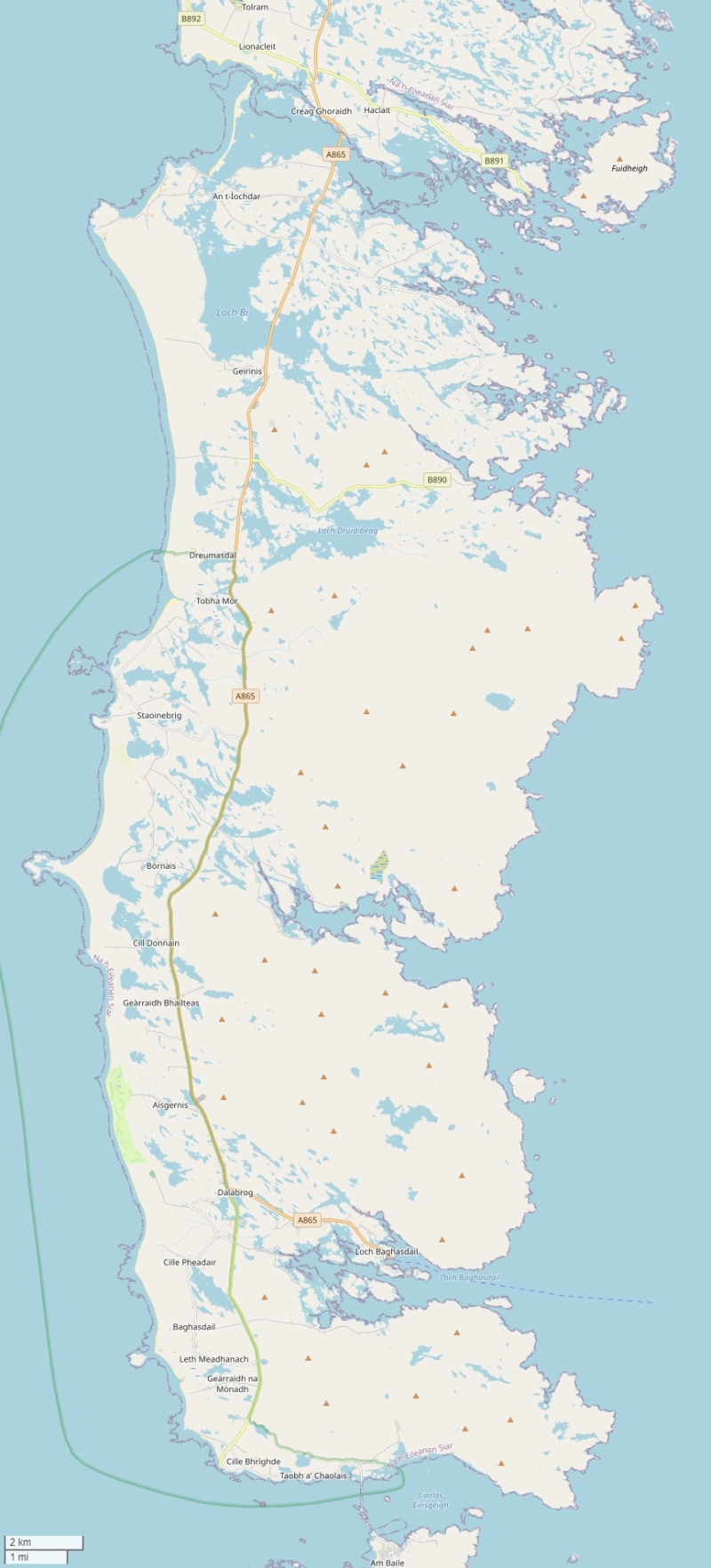 South Uist plattegrond kaart