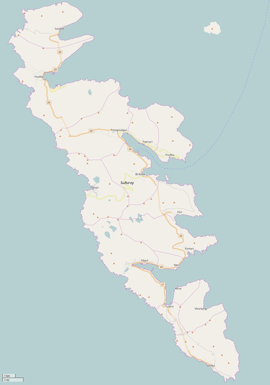 Suðuroy plattegrond kaart