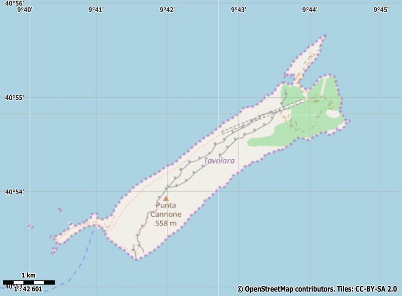 Tavolara plattegrond kaart