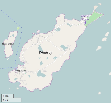 Whalsay plattegrond kaart